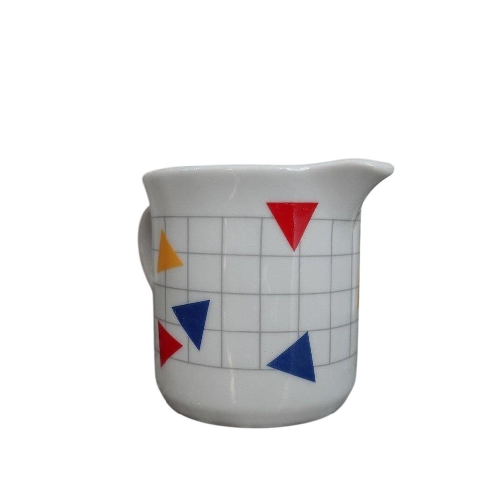 Vintage Geometric‎ Grid Creamer Pitcher Colorful Triangle Design Retro Decor